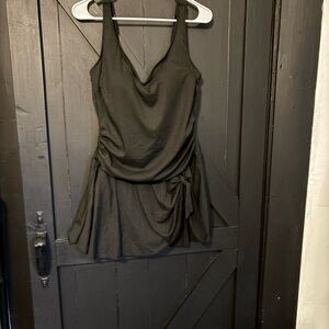Women’s Black One-Piece Swimdress with Side Tie